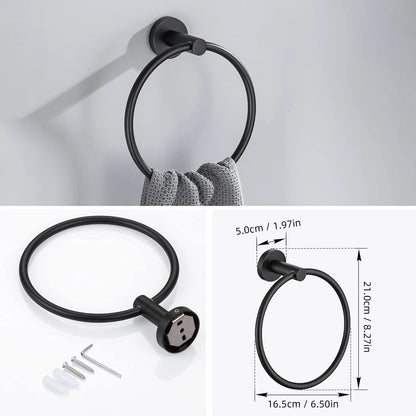 10pcs Bathroom Hardware Set, Including 16" Hand Towel Bars, Toilet Paper Holders, Towel Rings, Robe Towel Hooks