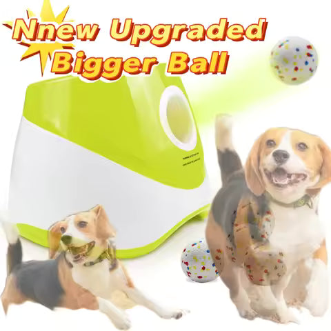Dog Ball Thrower Launcher, Automatic Ball Launcher for Dogs, 3 Adjustable Distance Settings, Indoor OutdoorInteractive Toy, with 3 2.3-inch Balls