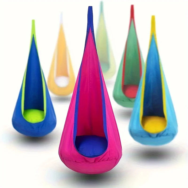 All-in-One Hanging Hammock Chair with Inflatable Pillow | Heavy-Duty Capacity, Storage Pocket | Indoor/Outdoor Hanging Seat