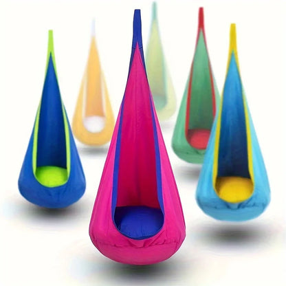 All-in-One Hanging Hammock Chair with Inflatable Pillow | Heavy-Duty Capacity, Storage Pocket | Indoor/Outdoor Hanging Seat