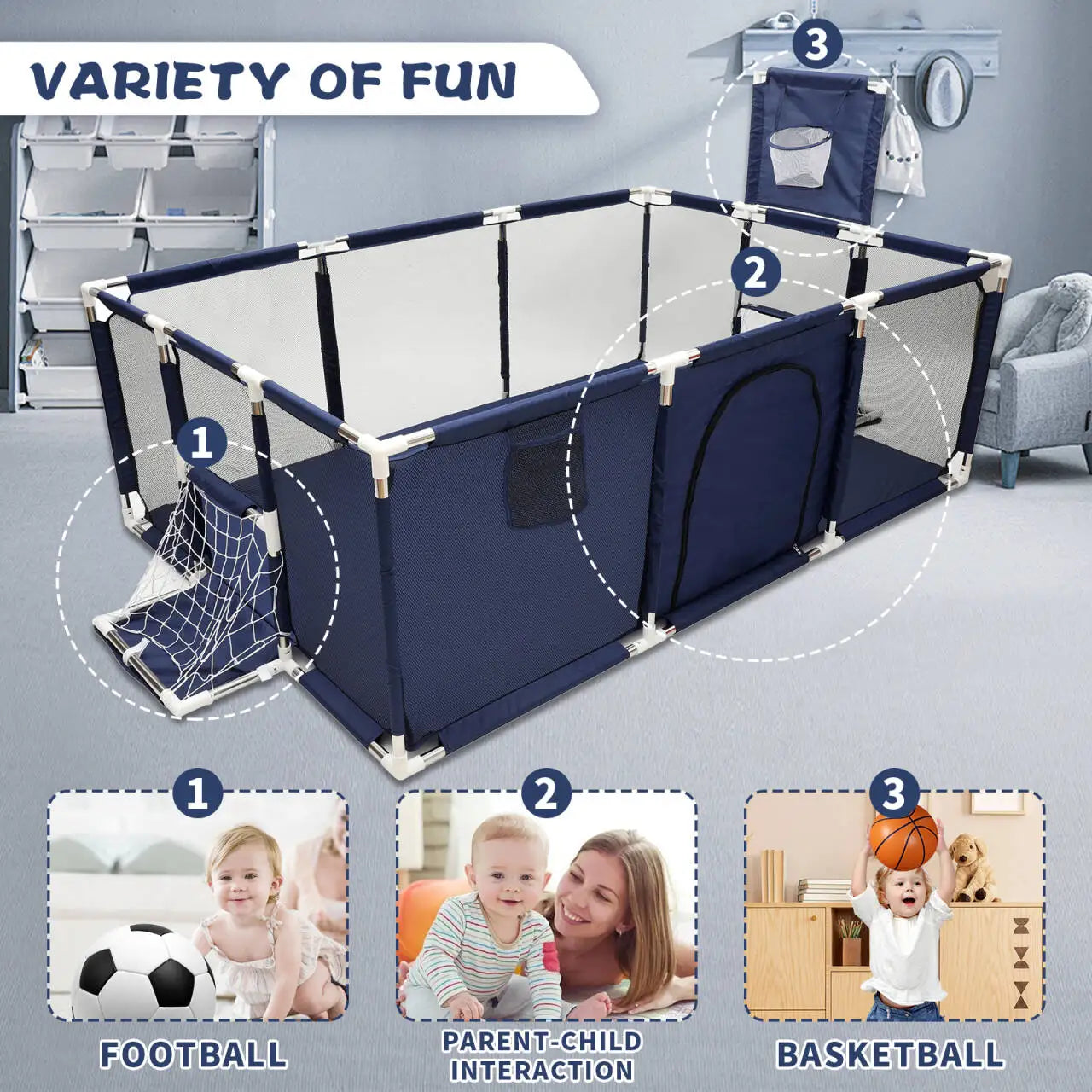 IMBABY Baby Playpens Indoor Baby corralitos Safety Barriers for Kids Baby Activity Gym Large Parks for Baby Groundbox Fence