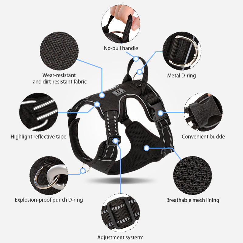 SMALL COMBINATION Dog Harness No Pull Reflective Pet Dog Chest Harness Adjustable for Small Medium Large Dogs Outdoor Walking