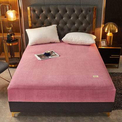 Soft Warm Thick Velvet Fitted Sheet High Quality Non Slip Mattress Cover Adjustable Protector Soft Bed Sheet with Elastic
