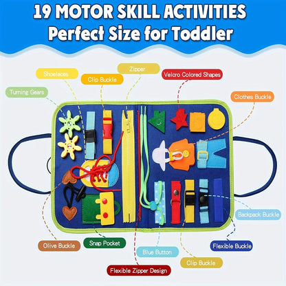Busy Board & Busy Book for Kids – Sensory & Learning Travel Toy for Airplane & Car, Preschool Learning Toys, Ideal Gifts