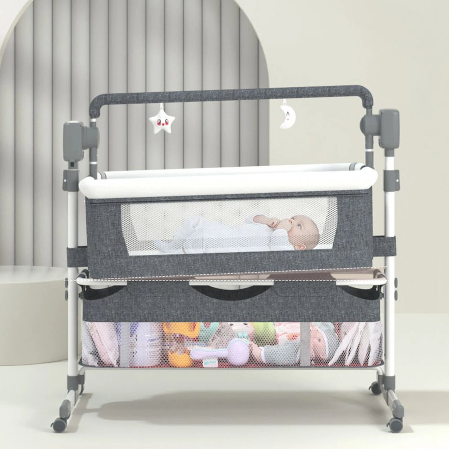 Baby Bassinet,Automatic Electric Rocking with Remote,Newborn Bedside Bassinet, Foldable Travel Co-Sleeper for Infant SteAnny