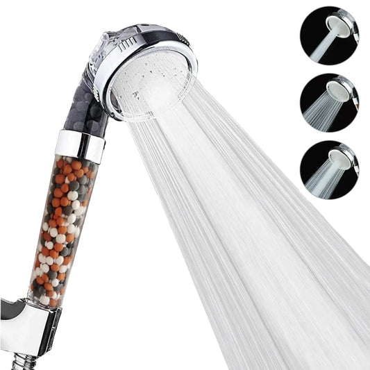 Filtered Shower Head with Handheld, New 3 Functions High Pressure SPA Water Saving Handheld Rainfall Anion Filter Shower