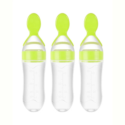90ml/3oz Baby Silicone Spoon Feeder,Rice Paste Silicone Bottle,Squeeze Food Feeder for Infant-Perfect for Outside and Home
