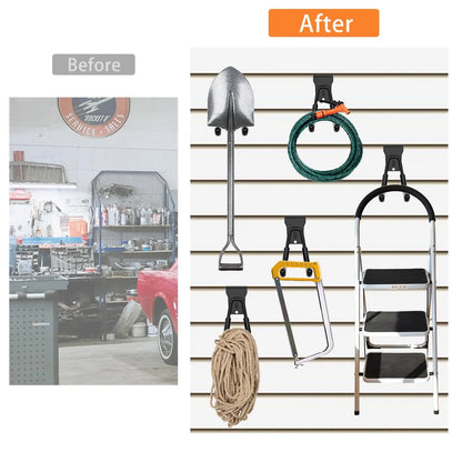 18 Pcs Garage Hooks Heavy Duty - Garage Storage and Organization Ladder Hooks with Non Slip PVC Coating for Hanging Bike，Ladder，Garden Tools，Hose