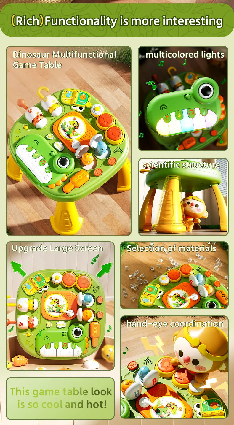 Montessori Educational Activity Table Toy for Babies, Sensory Learning with Lights Music Sound, Early Development Toys for Kids