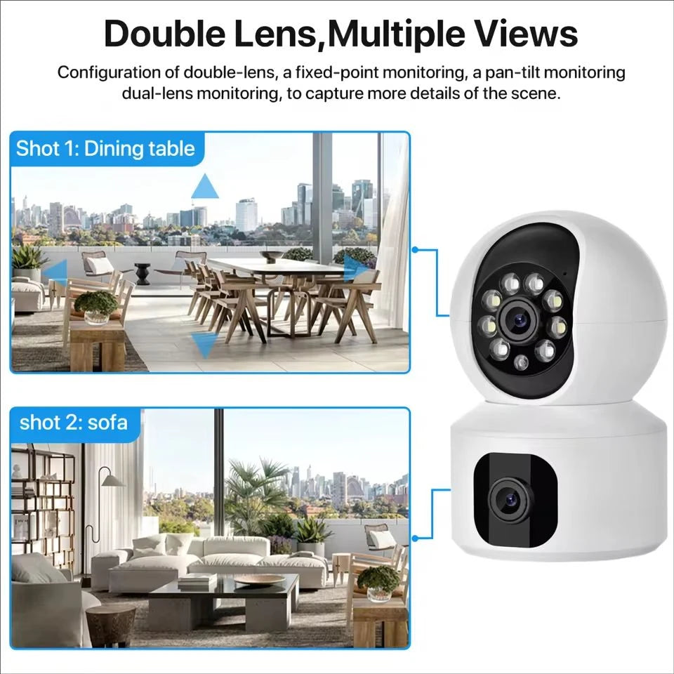 8MP WiFi IP Camera Dual Lens Baby Monitor Color Night Vision Human Automatic Tracking Video Smart Home Surveillance Camera