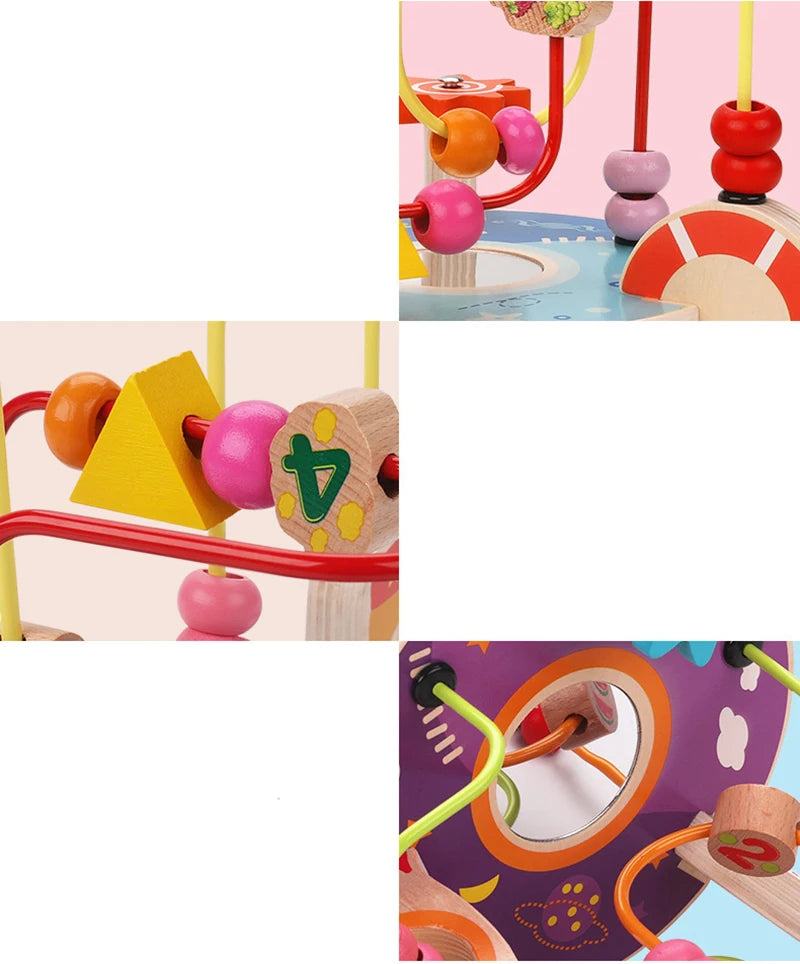 Montessori Baby Toys Wooden Roller Coaster Bead Maze Toddler Early Learning Educational Puzzle Math Toy for Children 1 2 3 Years