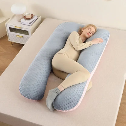 Removable washable pillow soft care pillow side sleep U-shaped pregnant women pillow solid color memory foam waist pillow