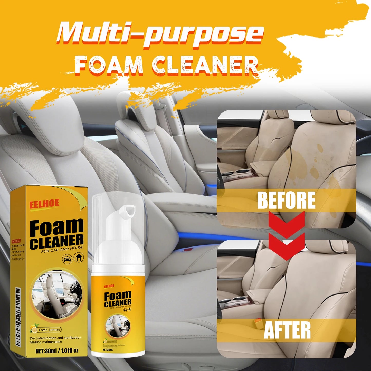 100/150/250ML Multi-Purpose Foam Cleaner Spray Leather Cleaning Auto Home Surfaces Foam Cleaners for Car Wash Maintenance