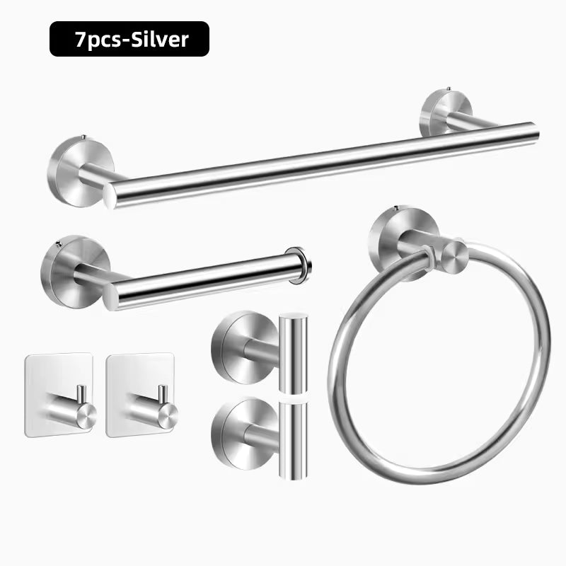 10pcs Bathroom Hardware Set, Including 16" Hand Towel Bars, Toilet Paper Holders, Towel Rings, Robe Towel Hooks