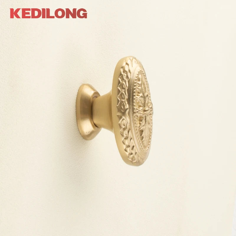 Cabinet Handles Brushed Brass Kitchen Knobs European style minimalist solid brass cabinet DIY pull handle classical luxury drawer gold knob cabinet door long handle