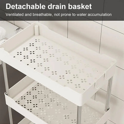 Utility Slim Storage Cart, 4 Tier Small Rolling Kitchen Laundry Room Cart, Bathroom Storage Cabinet Mobile Shelf Unit Organizer Trolley for Narrow Space