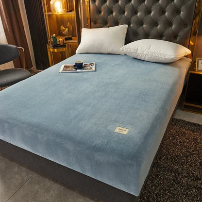 Soft Warm Thick Velvet Fitted Sheet High Quality Non Slip Mattress Cover Adjustable Protector Soft Bed Sheet with Elastic