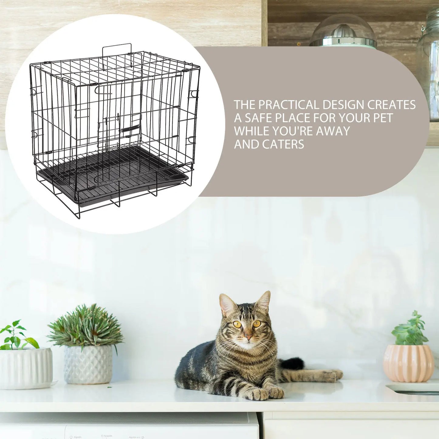 Dog Crate - Single Door Portable Puppy Dog Cage, Metal Wire Pet Kennel with Secure Lock, Leak-Proof Pan Tray, Foldable Design for Dogs Pets Indoor Training and Outdoor Travel