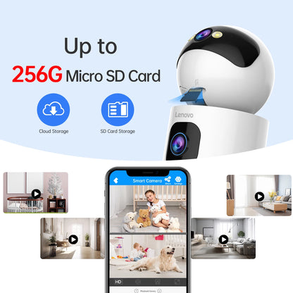 Lenovo 4K IP Camera 5G WiFi Dual Lens Smart Home Auto Tracking CCTV Camera Wireless Surveillance Camera Security Baby Monitor