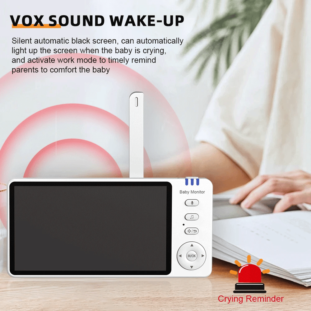 5" 720P HD IPS Screen Video Baby Monitor Pan Tilt 4X Zoom Camera Babysitter 2 Way Audio Night Vision 3500mAh Battery Lullaby VOX