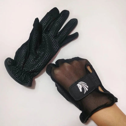 Summer Breathable Horse Riding Gloves lightweight Cozy Mesh Back Full Plam Silicone Grip Equestrian Gloves for Horseback Cycling