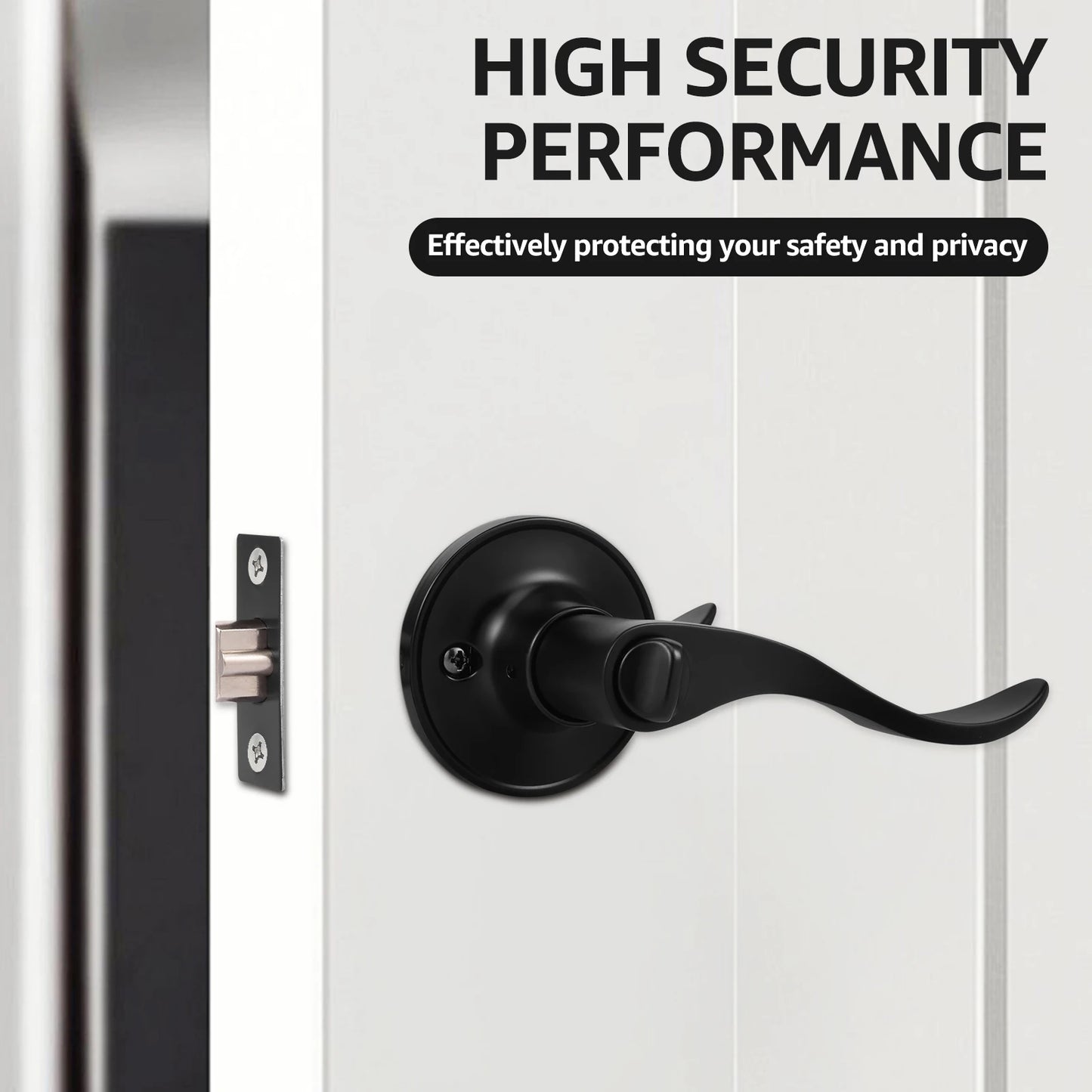 Wave Style Keyed Alike Entry Levers, Reversible Keyed Door Handles with Lock and Same Keys, Exterior Interior Entry Locks