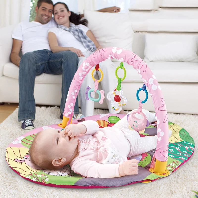 Baby Gym Play Mat, 8-in-1 Tummy Time Mat & Ball Pit with 6 Toys, Washable Baby Activity Mat for Visual, Hearing, Sensory, Motor Development, Babies Gift for Newborn Infant 0-3-6-9-12 Months