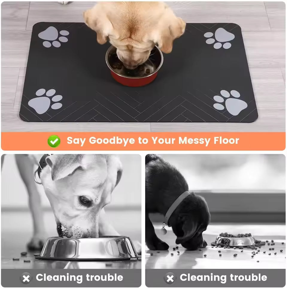 Super Absorbent Dog Food Mat ,Non-Slip Bowl Mat for Food and Water  with Waterproof Rubber Backing, Quick Dry Water Mat for Dog Cat