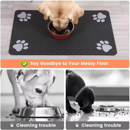 Super Absorbent Dog Food Mat ,Non-Slip Bowl Mat for Food and Water  with Waterproof Rubber Backing, Quick Dry Water Mat for Dog Cat