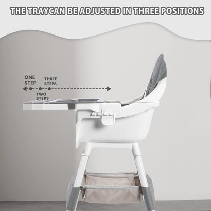 Baby High Chair, Convertible Infant Feeding Chair for Babies & Toddlers Table, Dining Booster Seat with Removable Tray