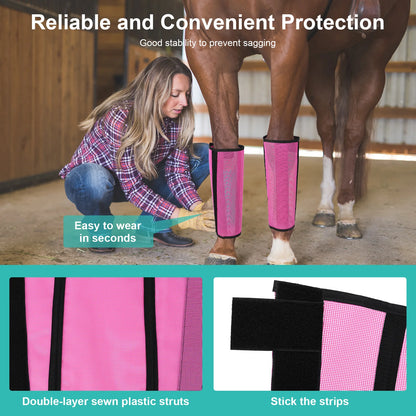 4PCS Fly Boot Horse Leg Mosquito Protective Cover Breathable Mesh Horse Boots Horse Leg Guards Horse Leg for Preventing Legs