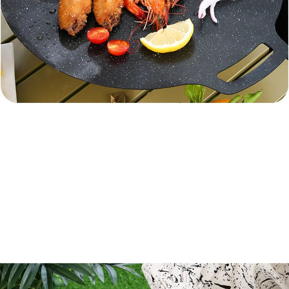 Roasting Round Pans Korean Aluminum Nonstick Grill Top Griddle Pan Bbq Fry Grill Outdoor Cast Iron Barbecue Griddles Grill Pans