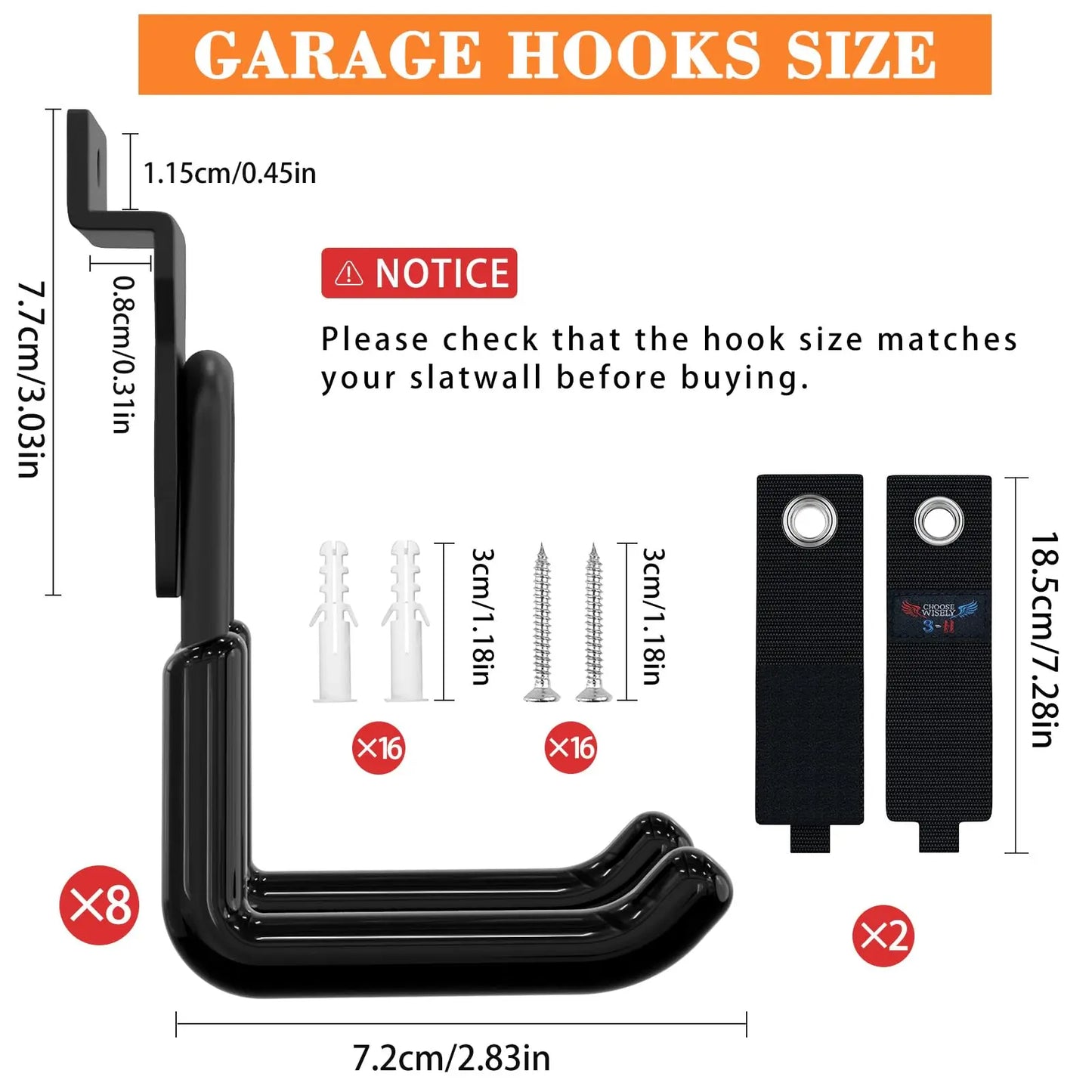 18 Pcs Garage Hooks Heavy Duty - Garage Storage and Organization Ladder Hooks with Non Slip PVC Coating for Hanging Bike，Ladder，Garden Tools，Hose