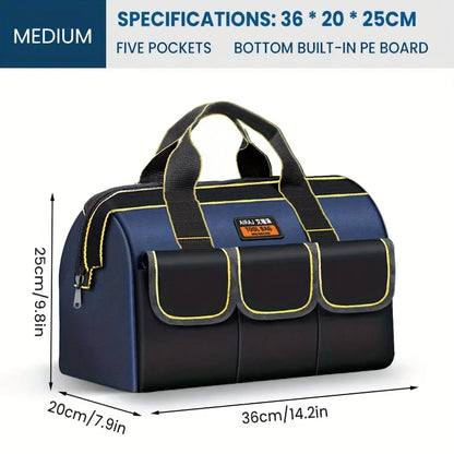 Tool Bag for Men with Waterproof Hard Bottom, Heavy Duty Tool Bag Wide Mouth Tote for Various Instrument, Electrician Carpenter Mechanic