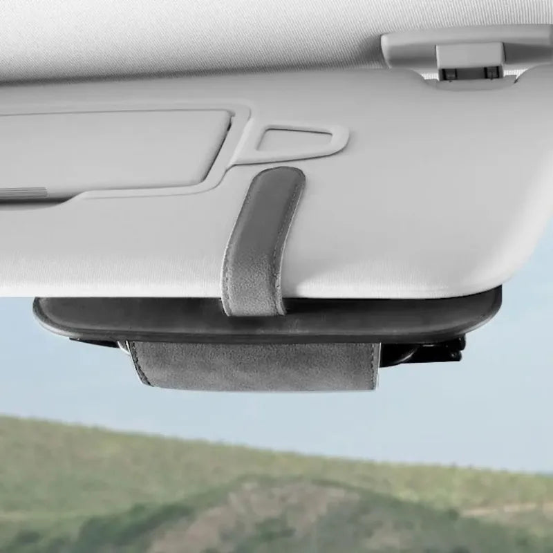 Car Storage Tools Sun Visor Glasses Holder Multi-functional Wear-Resistant Auto Sunglasses Holder Cowhide Car Storage Box