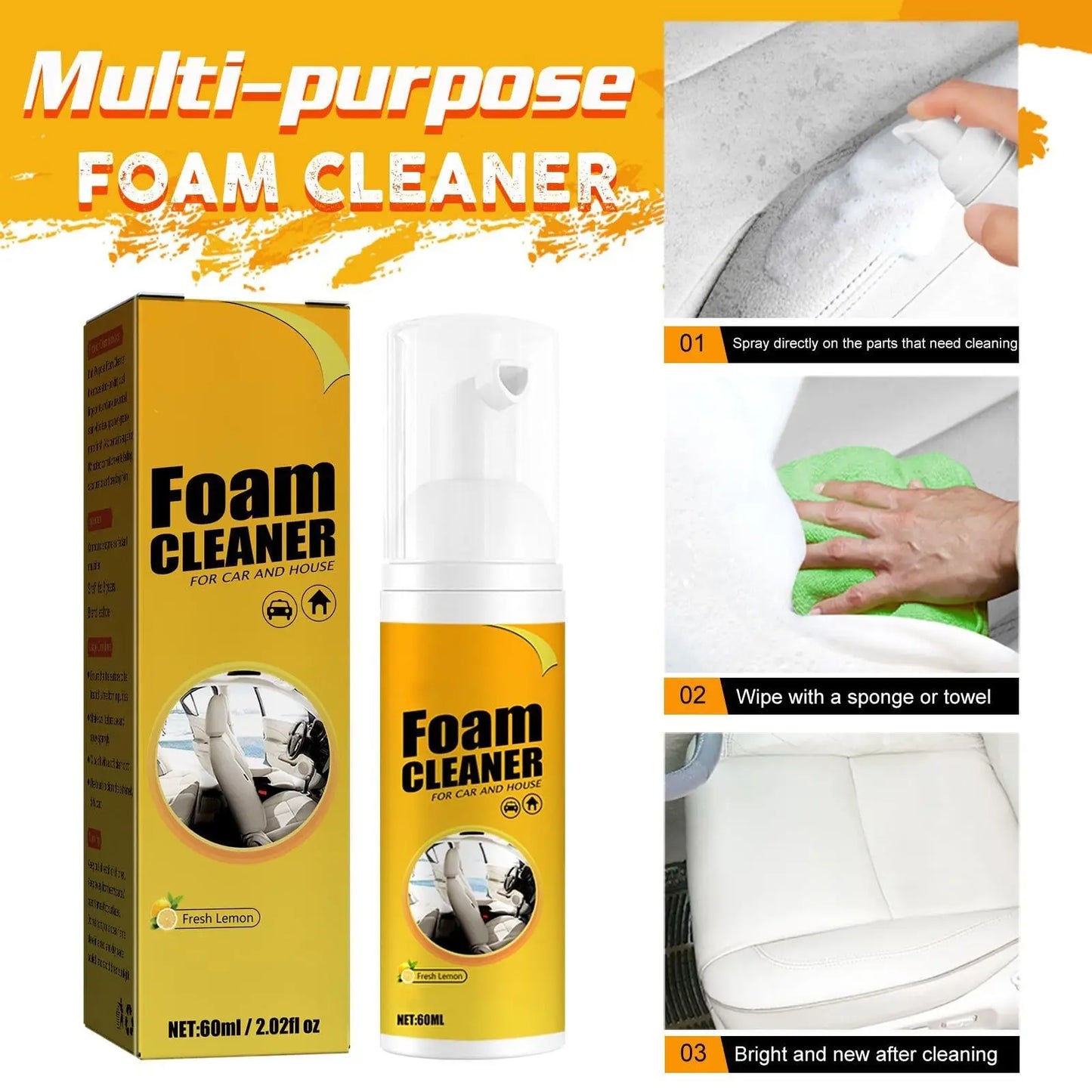 100/150/250ML Multi-Purpose Foam Cleaner Spray Leather Cleaning Auto Home Surfaces Foam Cleaners for Car Wash Maintenance