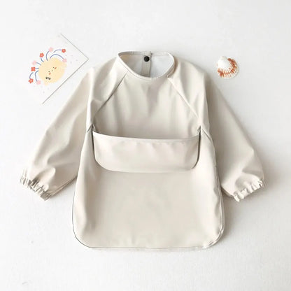 1pcs Solid Color Painting Smock Baby's Soft Waterproof Long Sleeve Art Smock Feeding Bib Apron for Kids Accessories