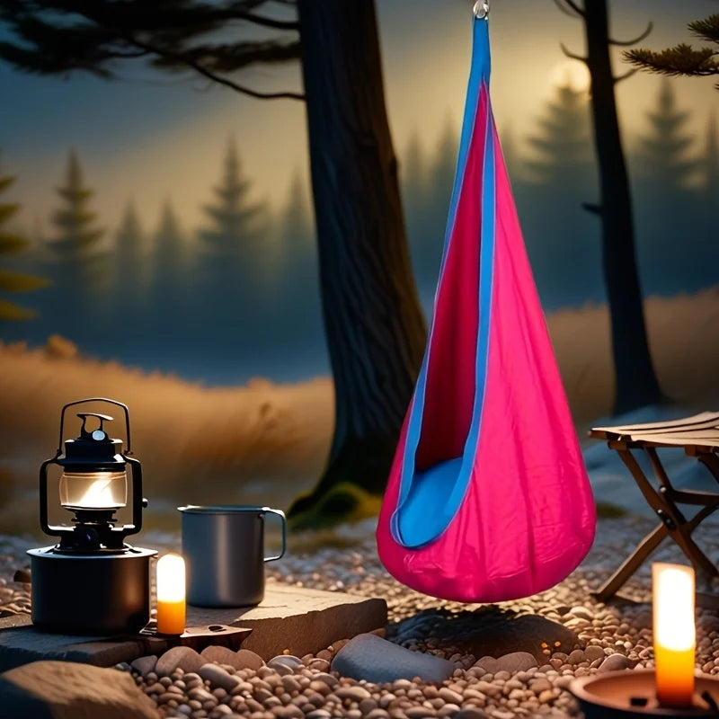 All-in-One Hanging Hammock Chair with Inflatable Pillow | Heavy-Duty Capacity, Storage Pocket | Indoor/Outdoor Hanging Seat