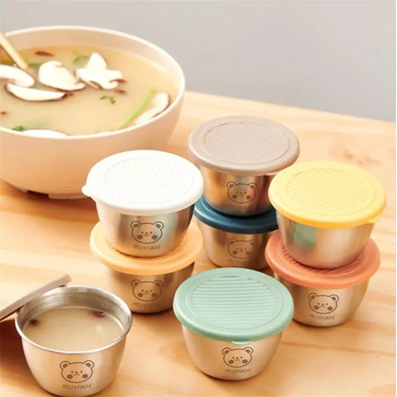 1pc Salad Dressing Container With Lid Reusable Stainless Steel Cup And Leakproof Silicone Lids For Lunch Box And Picnic