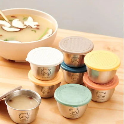 1pc Salad Dressing Container With Lid Reusable Stainless Steel Cup And Leakproof Silicone Lids For Lunch Box And Picnic