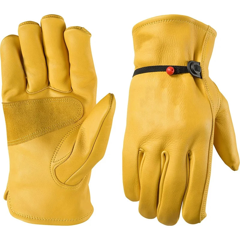 Men's HydraHyde Leather Winter Work Gloves | Water-Resistant | Insulated Cow Leather Work Glove Soft Cowhide Welding Security Protection Gloves Workers Mechanic Driver Hunting Driving Farm Garden Glove