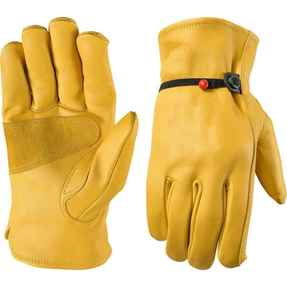 Men's HydraHyde Leather Winter Work Gloves | Water-Resistant | Insulated Cow Leather Work Glove Soft Cowhide Welding Security Protection Gloves Workers Mechanic Driver Hunting Driving Farm Garden Glove