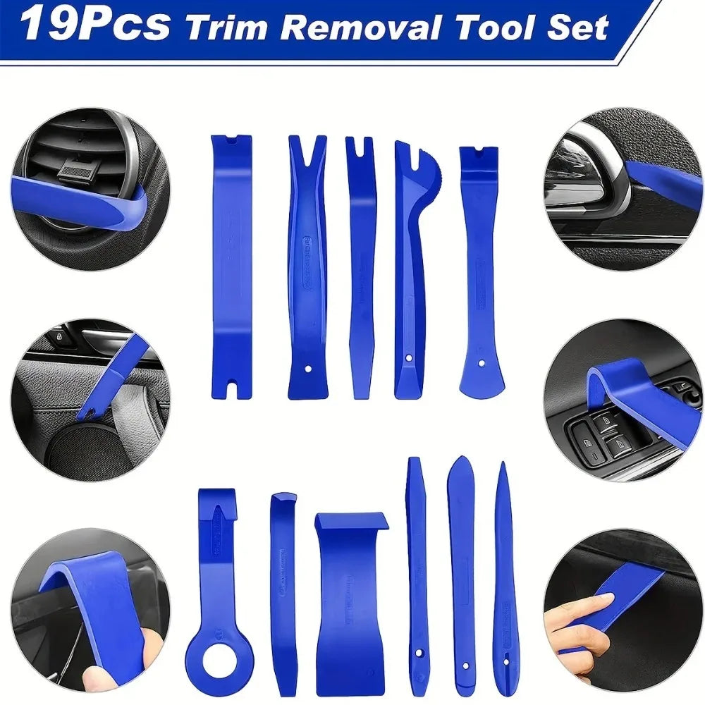 19Pcs Trim Removal Tool Set Clip Plier Upholstery Remover Nylon Car Panel Removal Set with Portable Storage Bag