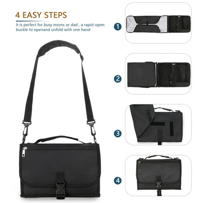 3 in 1 Diaper Changing Pad Portable Baby Changing Pad with Pockets Waterproof Travel Diaper Changing Hand Folding Diaper Bag
