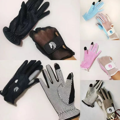 Summer Breathable Horse Riding Gloves lightweight Cozy Mesh Back Full Plam Silicone Grip Equestrian Gloves for Horseback Cycling