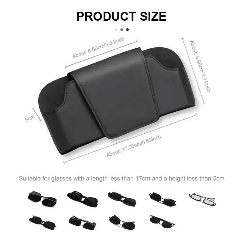 Cowhide Sun Visor Glasses Holder Premium Leather Wear-Resistant Sunglasses Protective Box Auto Eyeglasses Storage Case