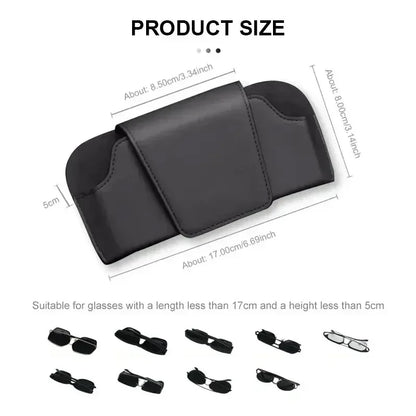Cowhide Sun Visor Glasses Holder Premium Leather Wear-Resistant Sunglasses Protective Box Auto Eyeglasses Storage Case