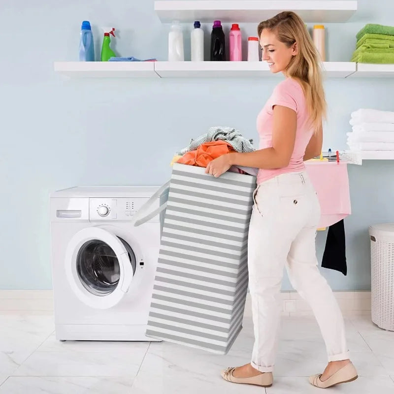 Laundry Hamper with Handles,Large Foldable Laundry Basket for Clothes, canvas Storage Bin&nbsp;