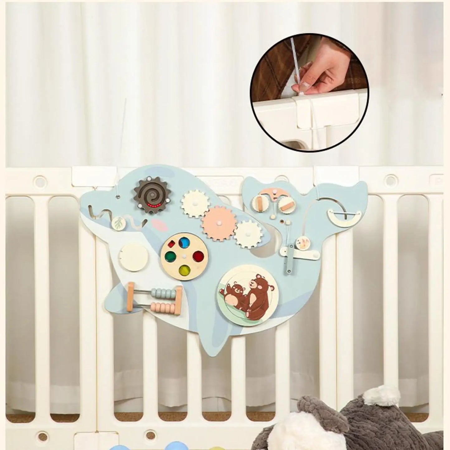 11-in-1 Kids Wall Busy Panels Wooden Sensory Board Montessori Sensory Learning Activity Center for Children Playroom Toys