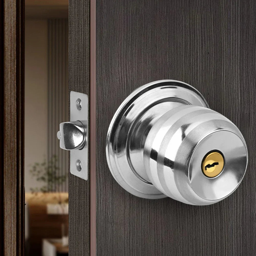 Door Knobs,Privacy Door Knob with Lock, Interior Doorknobs Silver, Keyless Door Locks Set for Bedrooms Bathrooms, Reversible for Left/Right Door Handle